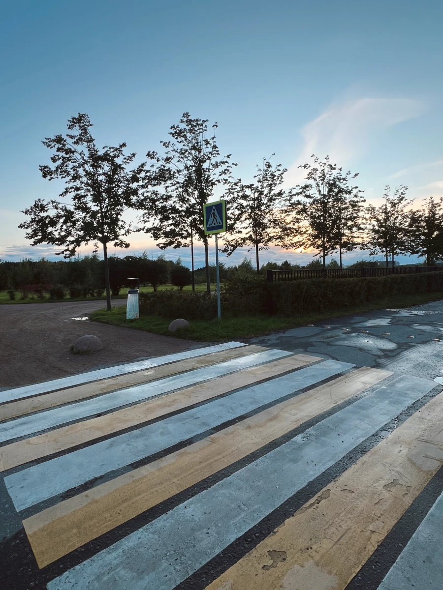 Пешеходный переход и парковка в Мещерском парке