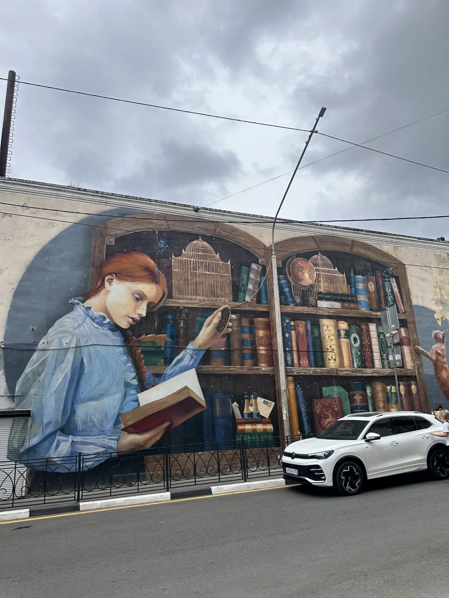 Граффити девушка с книгой