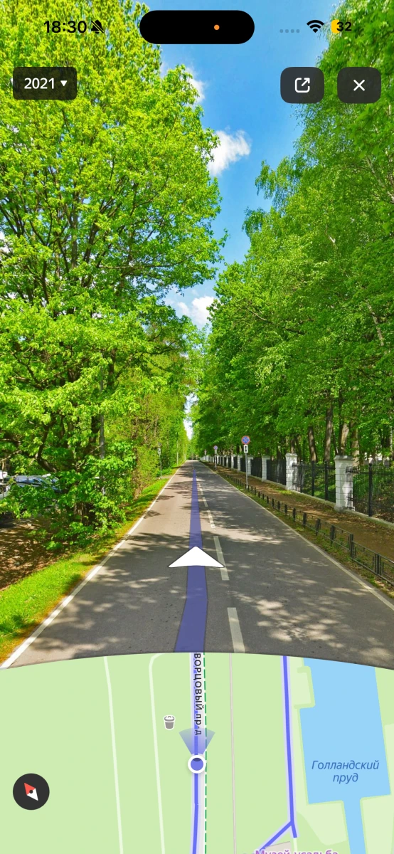 Дорога вдоль парка Кусково