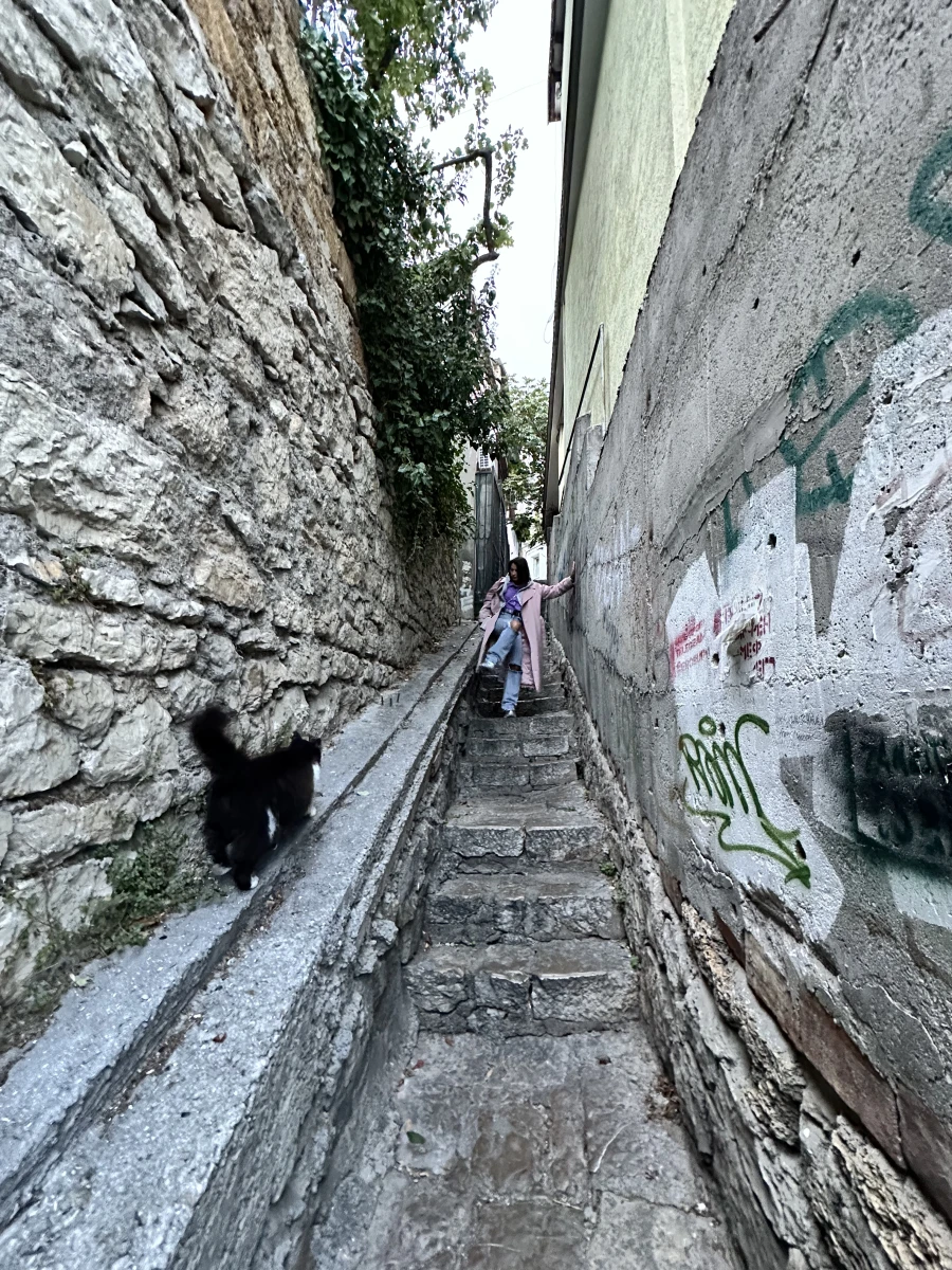 Узкий дом и лестница на Матросском переулке Ялты