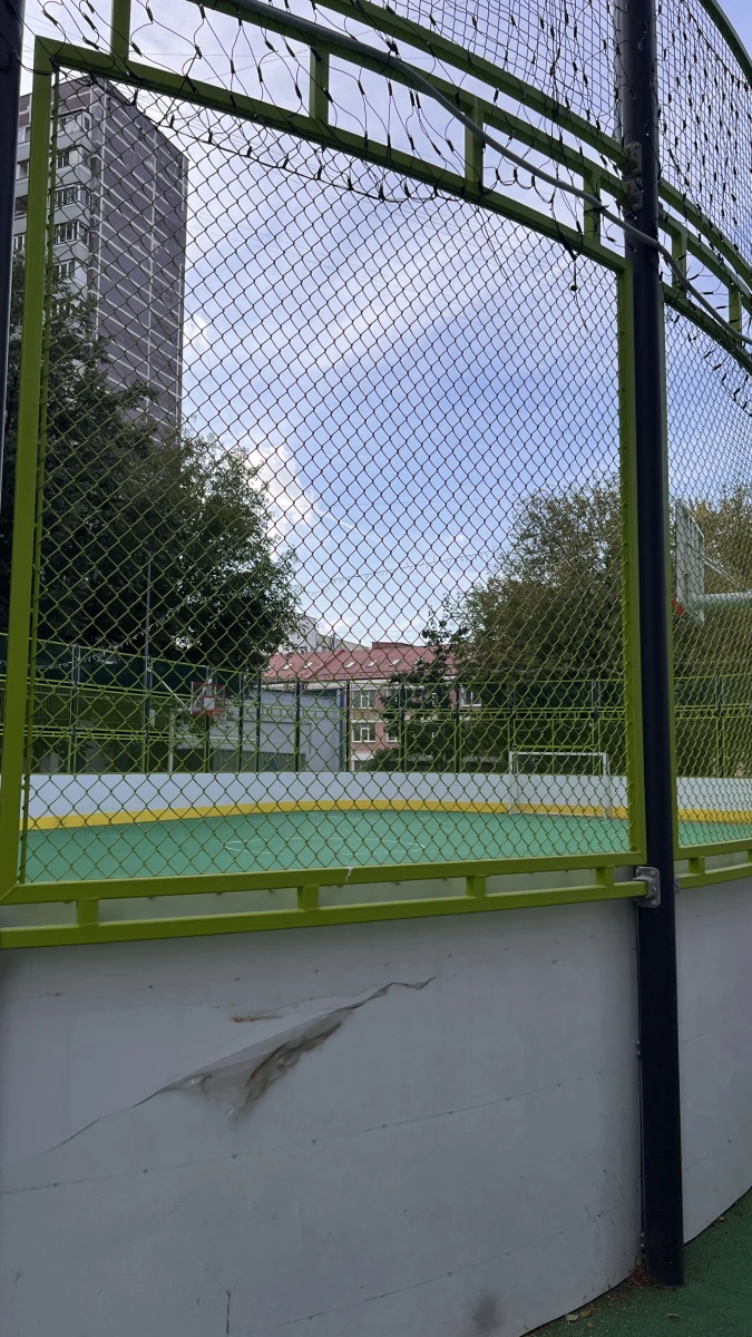 Спортивная площадка с зеленым покрытием