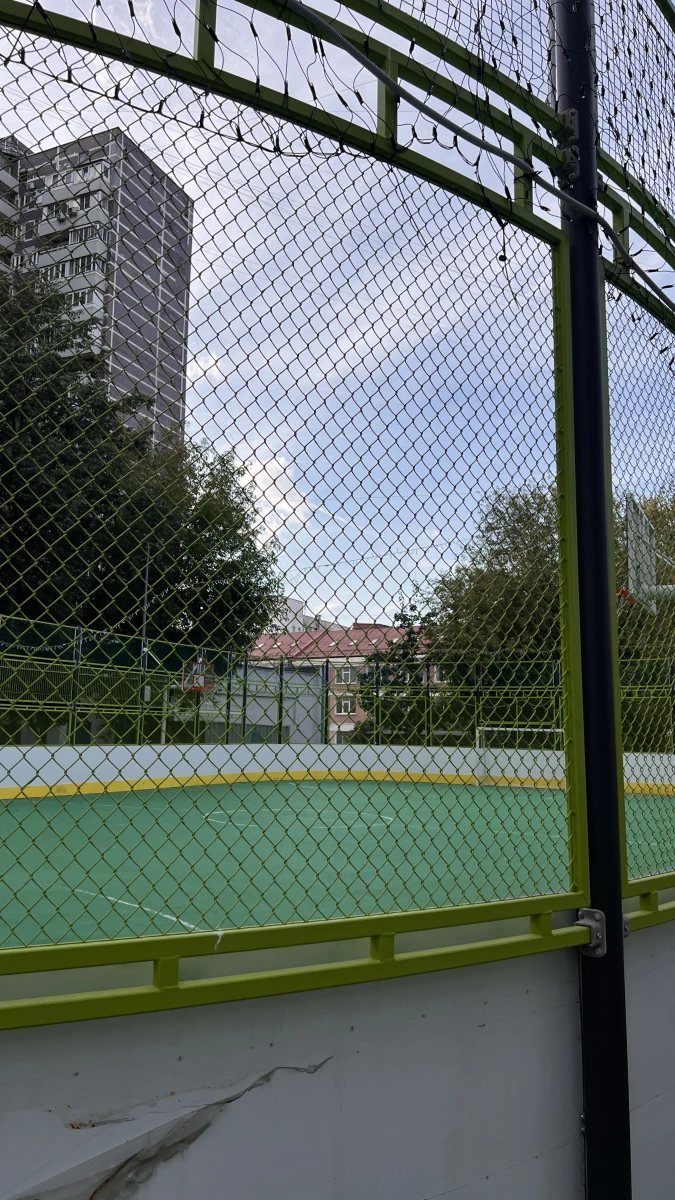 Спортивная площадка с зеленым покрытием