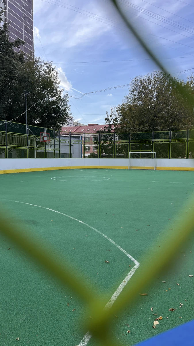 Спортивная площадка с зеленым покрытием